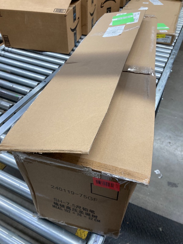 Photo 1 of Alupssuc 7.5ft Prelit Snow Flocked Artificial Pencil Christmas Tree with Warm White Lights, Full Branch Tips, Perfect Choice Decoration for Xmas Holiday