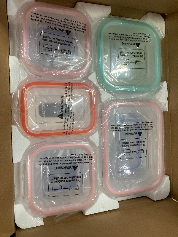 Photo 1 of ***LIDS ARE VARIOUS COLORS, NOT ALL BLUE***18 Piece Glass Food Storage Containers with Lids, Glass Meal Prep Containers, food storage Containers for Food Storage with Lids, BPA Free & Leak Proof (9 lids & 9 Containers)***LIDS ARE VARIOUS COLORS, NOT ALL B