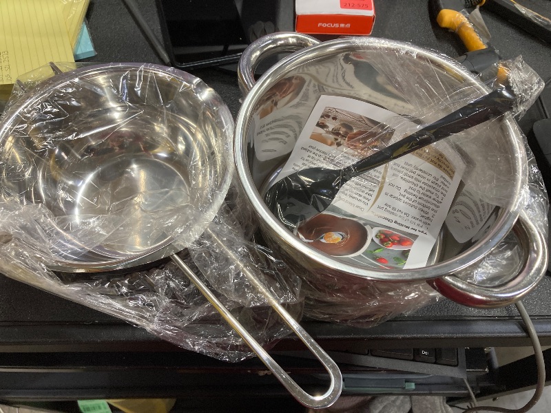 Photo 1 of 1000ML/1QT Double Boiler Chocolate Melting Pot with 2QT 304 Stainless Steel Pot, Chocolate Melting Pot with Silicone Spatula for Melting Chocolate, Candy, Candle, Soap, Wax