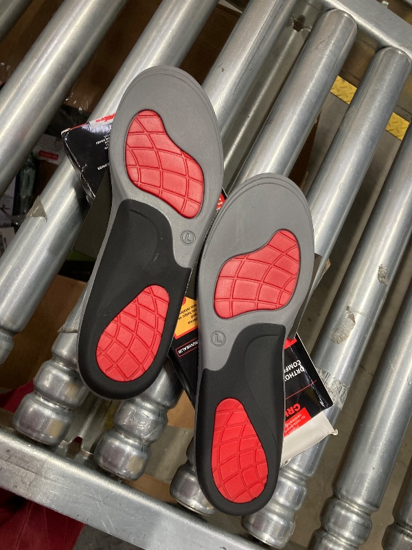 Photo 1 of (New) Work Orthotic Insoles - Anti Fatigue Medium Arch Support Shoe Insert Men Women - for Plantar Fasciitis Flat Feet Leg - Relieve Foot Pain - Work Boot Insoles Standing All Day (L, Blue Lines)