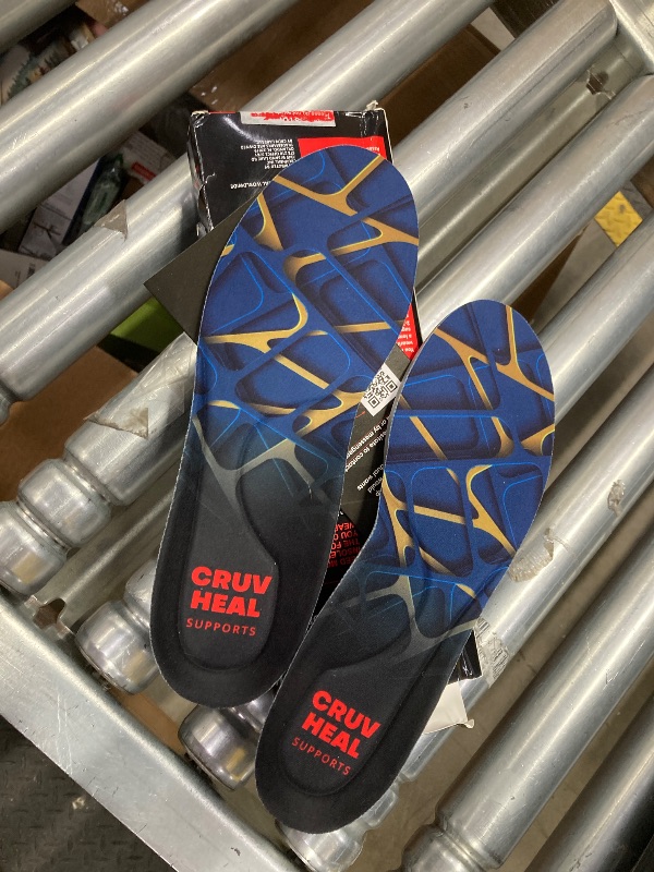 Photo 1 of (New) Work Orthotic Insoles - Anti Fatigue Medium Arch Support Shoe Insert Men Women - for Plantar Fasciitis Flat Feet Leg - Relieve Foot Pain - Work Boot Insoles Standing All Day (L, Blue Lines)