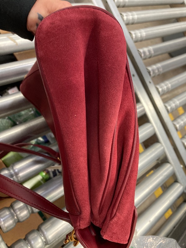 Photo 1 of ***MINOR STICKYNESS ON SIDE OF PURSE AS PICTURED*** Genuine Leather Purse for Women: Suede Leather Tote Bag - Fashion Ladies Shoulder Handbag for Travel (Large-Burgundy)***MINOR STICKYNESS ON SIDE OF PURSE AS PICTURED***