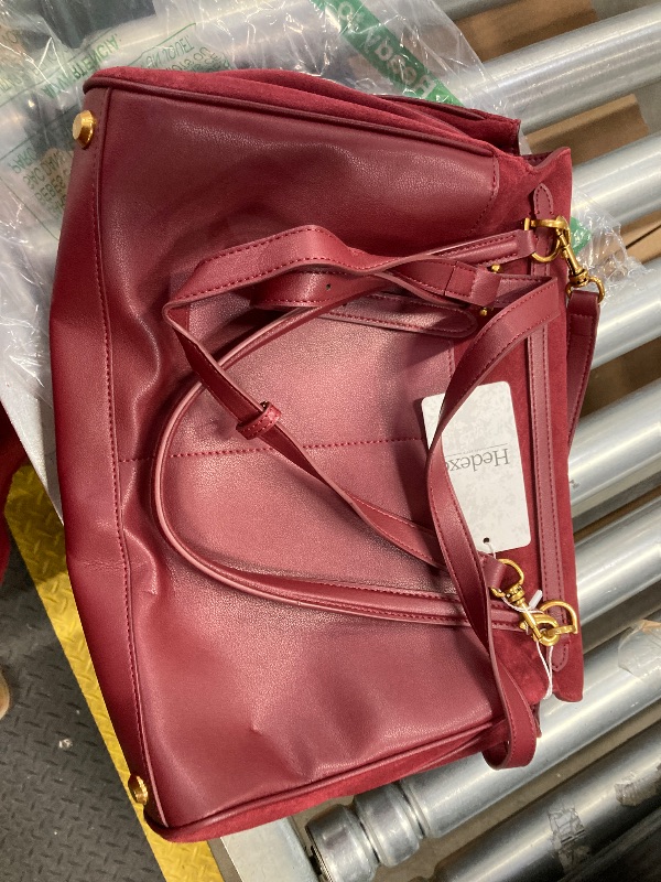 Photo 1 of ***MINOR STICKYNESS ON SIDE OF PURSE AS PICTURED*** Genuine Leather Purse for Women: Suede Leather Tote Bag - Fashion Ladies Shoulder Handbag for Travel (Large-Burgundy)***MINOR STICKYNESS ON SIDE OF PURSE AS PICTURED***