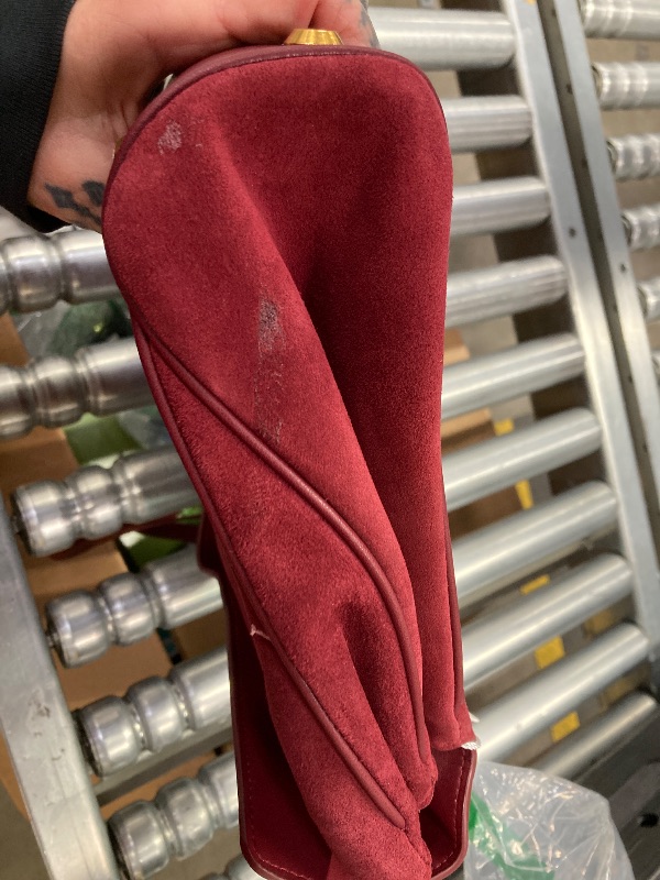 Photo 1 of ***MINOR STICKYNESS ON SIDE OF PURSE AS PICTURED*** Genuine Leather Purse for Women: Suede Leather Tote Bag - Fashion Ladies Shoulder Handbag for Travel (Large-Burgundy)***MINOR STICKYNESS ON SIDE OF PURSE AS PICTURED***