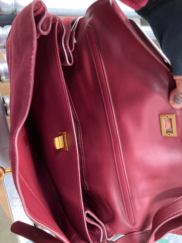 Photo 1 of ***MINOR STICKYNESS ON SIDE OF PURSE AS PICTURED*** Genuine Leather Purse for Women: Suede Leather Tote Bag - Fashion Ladies Shoulder Handbag for Travel (Large-Burgundy)***MINOR STICKYNESS ON SIDE OF PURSE AS PICTURED***