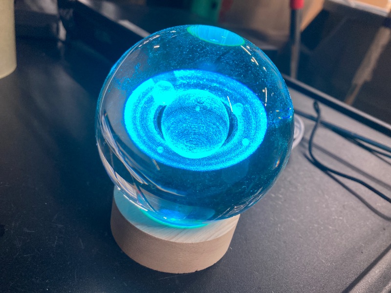 Photo 1 of 3D Crystal Ball Night Light - 3.15 inch Saturn Galaxy Planet