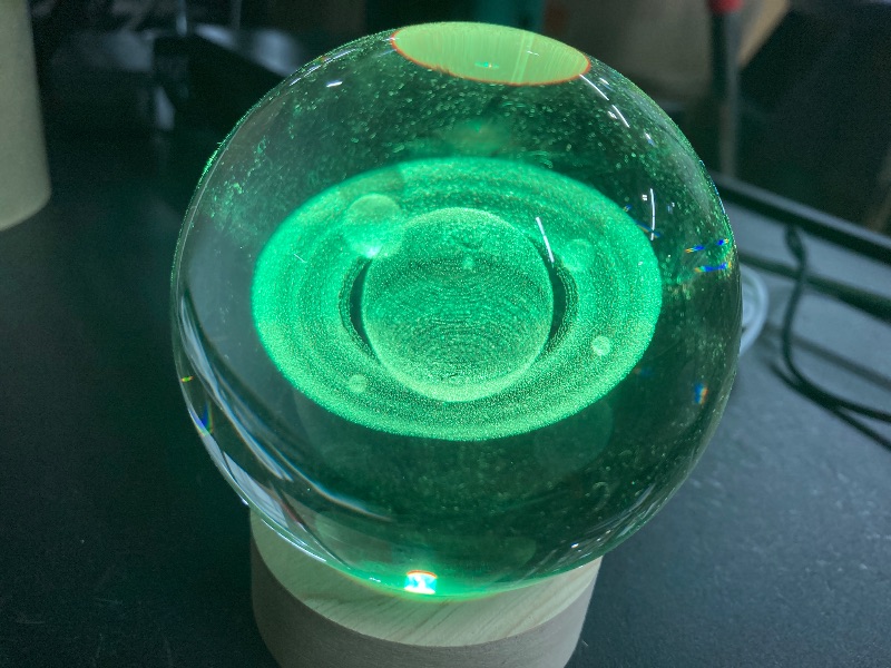 Photo 1 of 3D Crystal Ball Night Light - 3.15 inch Saturn Galaxy Planet