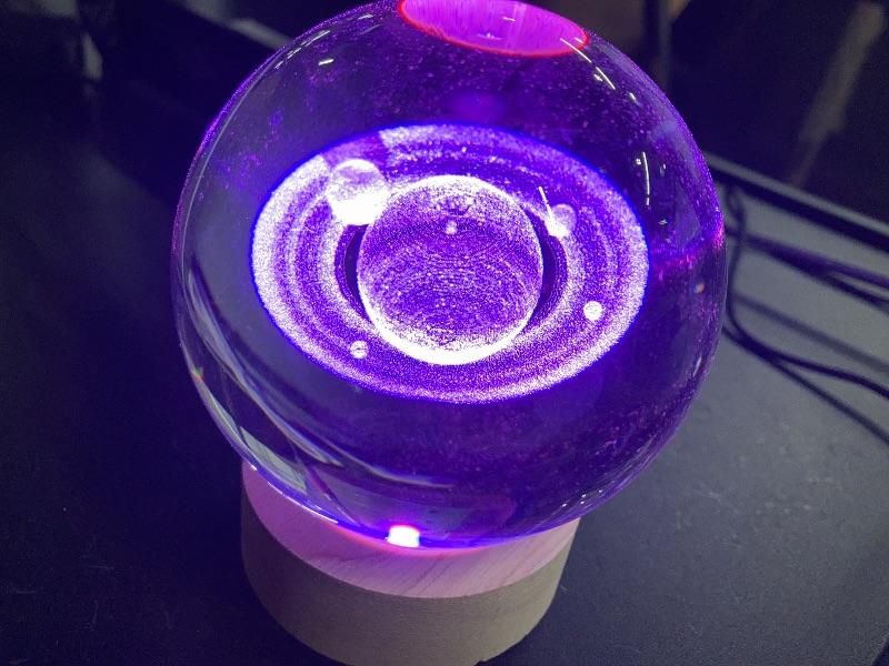 Photo 1 of 3D Crystal Ball Night Light - 3.15 inch Saturn Galaxy Planet