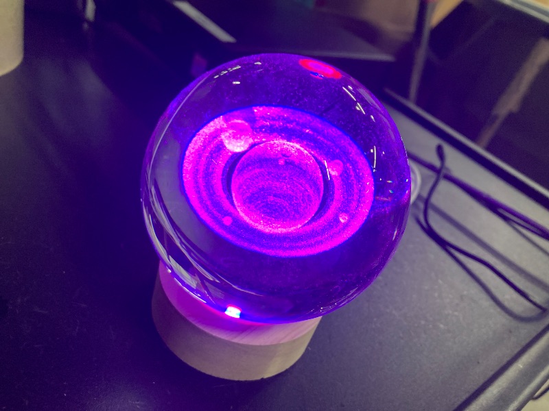 Photo 1 of 3D Crystal Ball Night Light - 3.15 inch Saturn Galaxy Planet