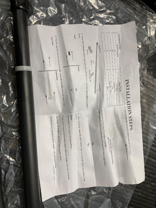 Photo 1 of ***THERES AN END PIECE MISSING*NOT SURE ABOUT OTHER PIECES***BEAMNOVA 28"-44" Adjustable Tension Curtain Rod, No Drilling Telescopic Tension Rods for Wardrobe Closet Windows Curtains, Black (2 Pack)***THERES AN END PIECE MISSING*NOT SURE ABOUT OTHER PIECE