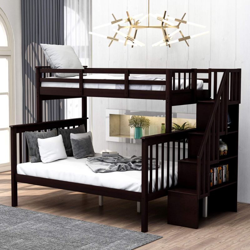 View 3 of ***ONLY 1 BOX OF 3*****2 BOXES ARE MISSING*** Ball & Cast Twin Over Full Bunk Bed with Storage Ladder and Full-Length Guardrails,Wooden Bunkbed w/Slat Support & into Two Individual Beds,Bedframe Furniture for Student Dorms,Guest ***ONLY 1 BOX OF 3****2 BO