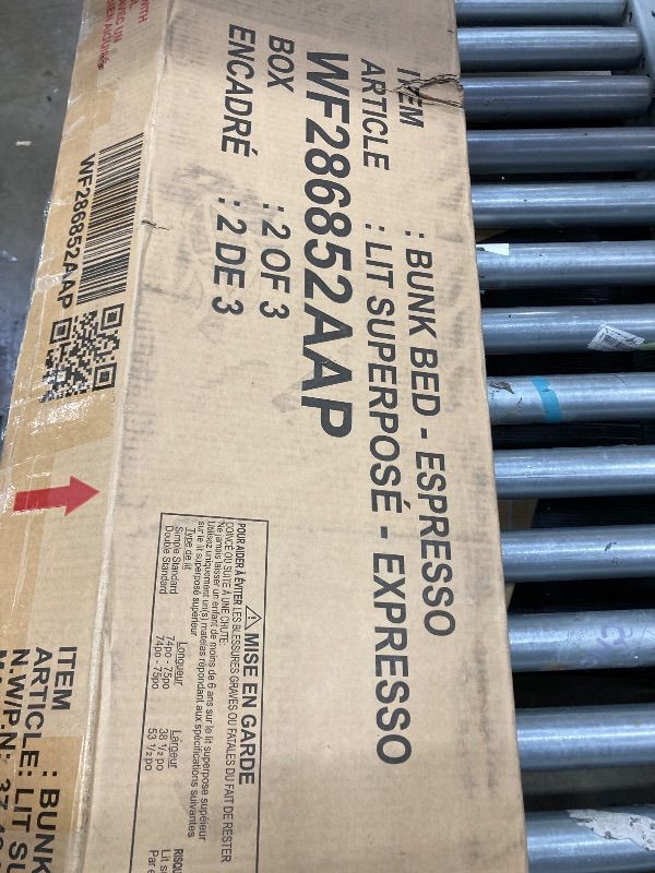 View 2 of ***ONLY 1 BOX OF 3*****2 BOXES ARE MISSING*** Ball & Cast Twin Over Full Bunk Bed with Storage Ladder and Full-Length Guardrails,Wooden Bunkbed w/Slat Support & into Two Individual Beds,Bedframe Furniture for Student Dorms,Guest ***ONLY 1 BOX OF 3****2 BO
