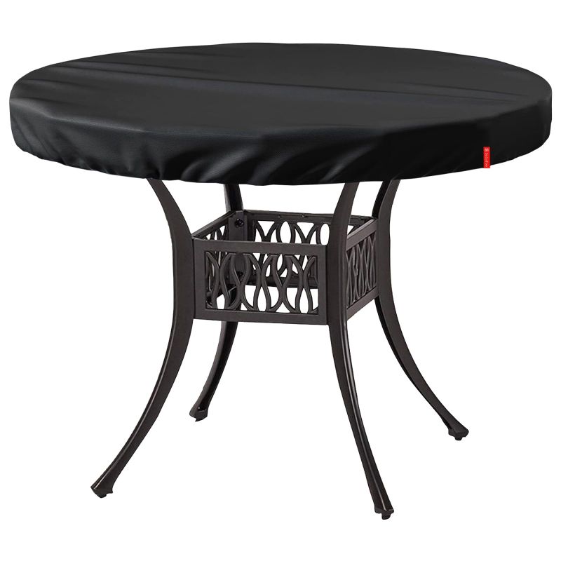 Photo 1 of ***COVER ONLY*NOT THETABLE***SoloToo Outdoor Round Table Cover Waterproof UV-Resistant for 28 Inch Diameter Patio Tables - Heavy Duty Weatherproof Table Top Protector with Elastic Hem (Black)***COVER ONLY*NOT THETABLE***