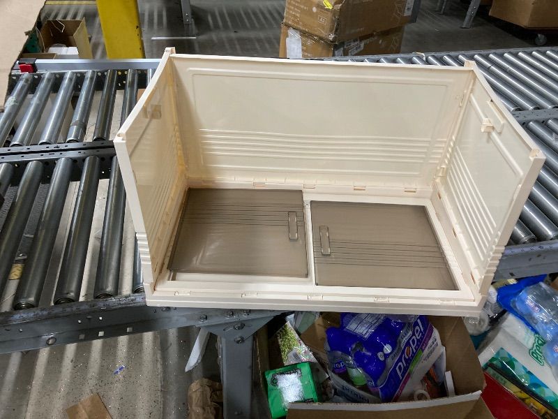 Photo 1 of  Large Stackable Storage Bins with Lids, 141Gal Foldable Storage Bins with Doors and Wheels, Collapsible Closet Organizers for Home Office, Christmas Gifts - 3 Pack - Off White