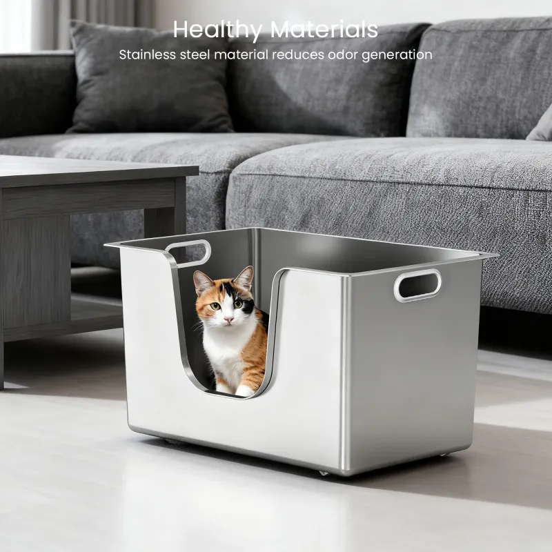 Photo 1 of ***4 INCLUDED*** Stainless Steel Litter Box 11.8“ High Sides Anti-Splashing for Large Cats Seamless Leak Proof Metal Litter Box***4 INCLUDED***