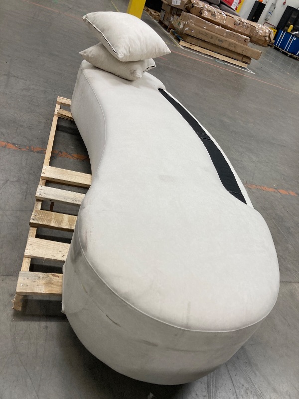 Photo 1 of ***WHAT YOU SEE IN THE PICTURES IS ALL THAT IS INCLUDED**NOTHING ELSE*PARTS MISSING**VERY DIRTY*MODERN CURVED SOFA WITH HALF MOON DESIGN & 2 SMALL PILLOWS***WHAT YOU SEE IN THE PICTURES IS ALL THAT IS INCLUDED**NOTHING ELSE*PARTS MISSING***VERY DIRTY***