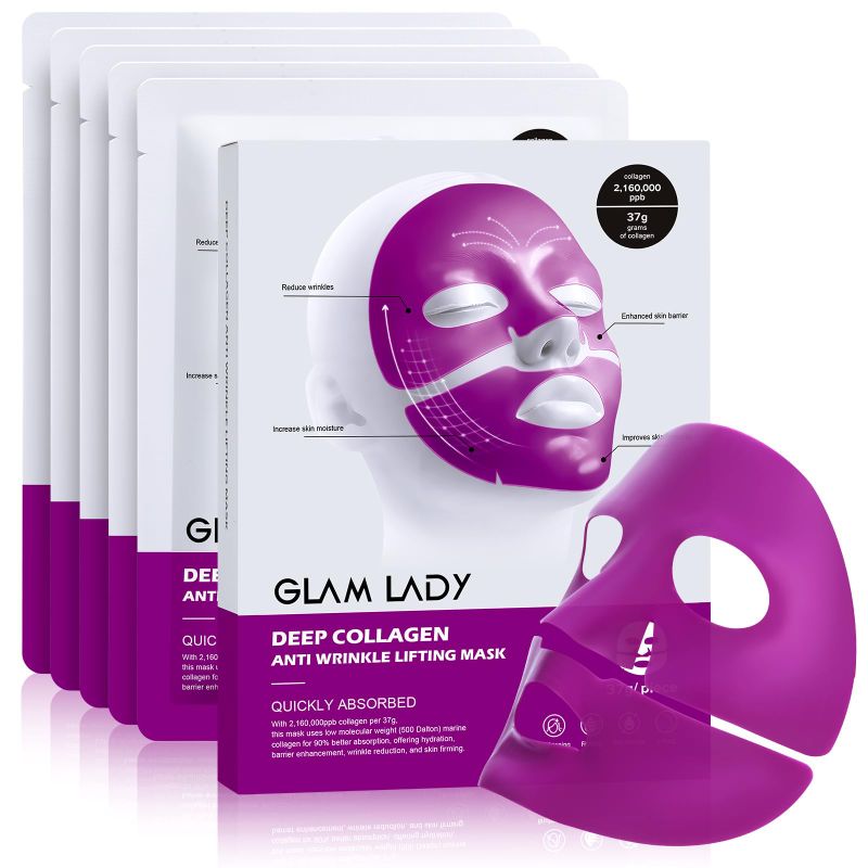 Photo 1 of ***FACTORY SEALED***Glam Lady Bio-Collagen Face Mask Korean Skincare Hydrating Anti Wrinkle Lifting Overnight Real Deep Mask with Niacinamide and Hyaluronic Acid***FACTORY SEALED***
