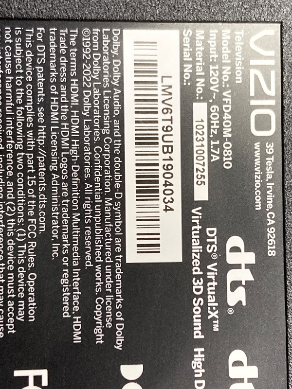 Photo 1 of ***NO REMOTE CONTROL***VIZIO 40-inch Full HDR10 Smart TV  ***NO REMOTE CONTROL***