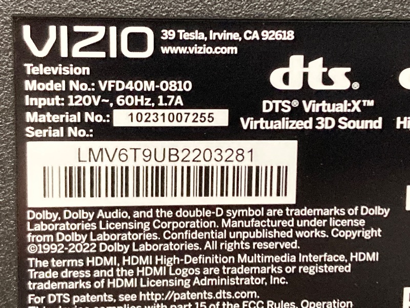 Photo 1 of ***MISSING REMOTE CONTROL***VIZIO 40-inch Full HDR10 ***MISSING REMOTE CONTROL***