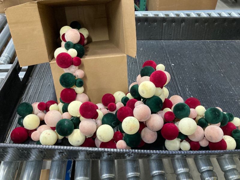 Photo 1 of ***THE COLOR IS RUBBING ONTO EACHOTHER***Charnoel 2 Pcs Christmas Velvet Balls Garland 6 ft Hanging Ornaments 129 Christmas Balls Decorations for Home Indoor Outdoor Xmas Tree Mantel Stairs Porch Holiday Wreath Decoration(Classic Color)***THE COLOR IS RUB