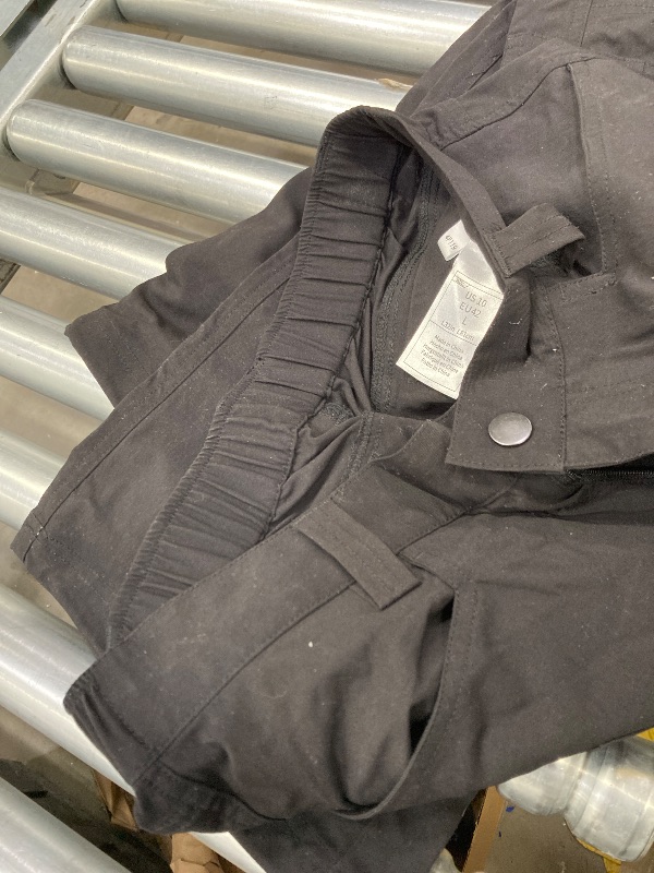 Photo 1 of ***WAREHOUSE DIRTY*NEED WASHING***WIDE LEG CARGO PANTS WITH ELASTIC WAIST, BLACK***10******WAREHOUSE DIRTY*NEED WASHING***