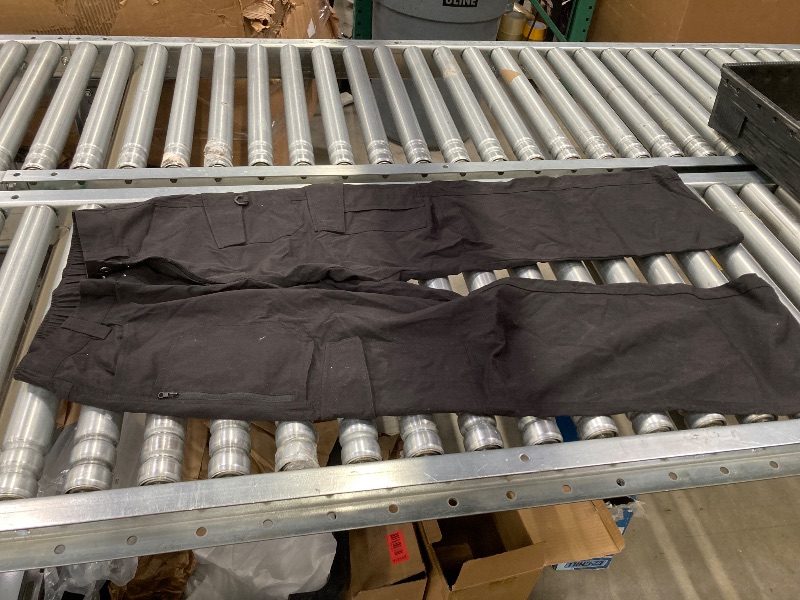Photo 1 of ***WAREHOUSE DIRTY*NEED WASHING***WIDE LEG CARGO PANTS WITH ELASTIC WAIST, BLACK***10******WAREHOUSE DIRTY*NEED WASHING***