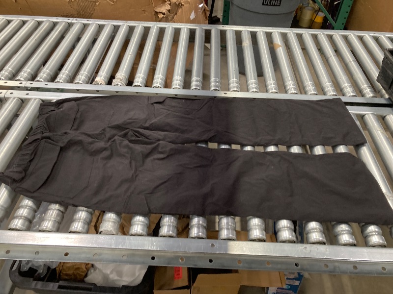 Photo 1 of ***WAREHOUSE DIRTY*NEED WASHING***WIDE LEG CARGO PANTS WITH ELASTIC WAIST, BLACK***10******WAREHOUSE DIRTY*NEED WASHING***