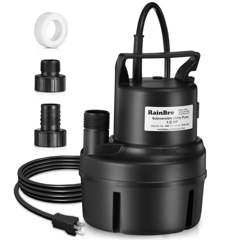Photo 1 of ***1 ADAPTER IS MISSING***Submersible Sump Pump, Clean/Dirty Water Pump, Portable Utility Pump With 25-Foot Cord, Ideal for Swimming Pool, Garden Pond, Basement, and Flood Relief Drainage***1 ADAPTER IS MISSING***