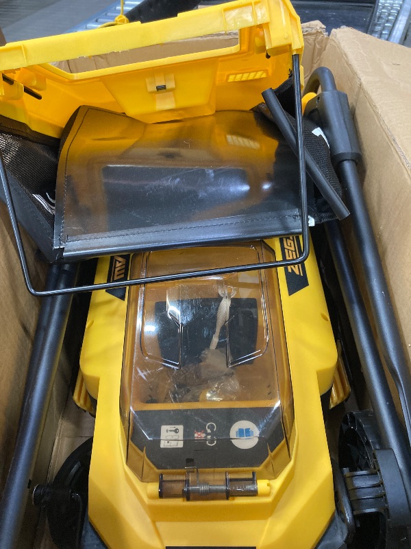 Photo 1 of ***FRONT WHEEL IS BROKEN***ZEGJAW Lawn Mower Cordless,13-Inch Electric Lawn Mower with 4.0Ah Battery and Charger, 2-in-1 Electric Mower with 5-Position Height Adjustment***FRONT WHEEL IS BROKEN***