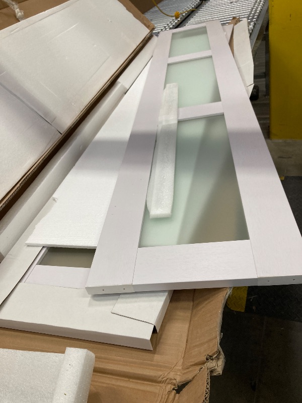 Photo 1 of ***HARDWARE MISSING***Bifold Doors for 28" x 80" Opening, 3-lite Tempered Frosted Glass Closet Folding Doors with Hardware kit Included, Easy Assembly, White***HARDWARE MISSING***