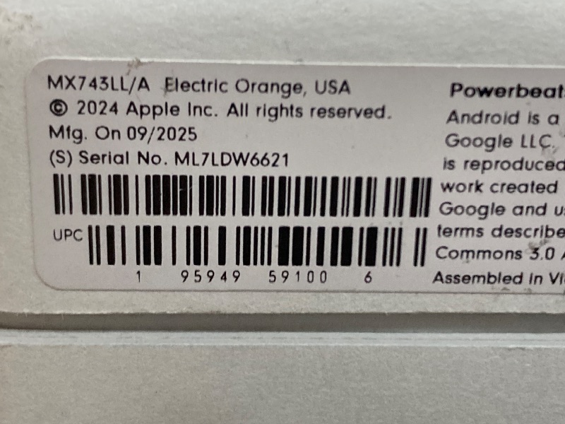 Photo 1 of ***MISSING CHARGER***Beats Powerbeats Pro 2 - Wireless Noise Cancelling Workout Earbuds with Secure- Fit Earhooks, Up to 45-Hour Battery with Charging Case, Sweat & Water Resistant, Heart Rate Monitoring - Electric Orange