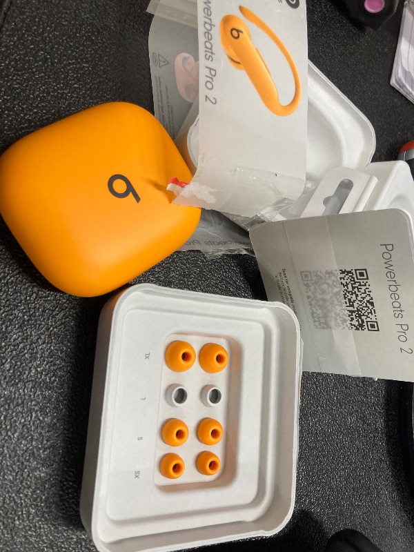 Photo 1 of ***MISSING CHARGER***Beats Powerbeats Pro 2 - Wireless Noise Cancelling Workout Earbuds with Secure- Fit Earhooks, Up to 45-Hour Battery with Charging Case, Sweat & Water Resistant, Heart Rate Monitoring - Electric Orange
