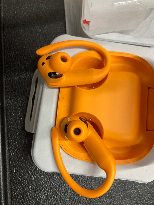 Photo 1 of ***MISSING CHARGER***Beats Powerbeats Pro 2 - Wireless Noise Cancelling Workout Earbuds with Secure- Fit Earhooks, Up to 45-Hour Battery with Charging Case, Sweat & Water Resistant, Heart Rate Monitoring - Electric Orange