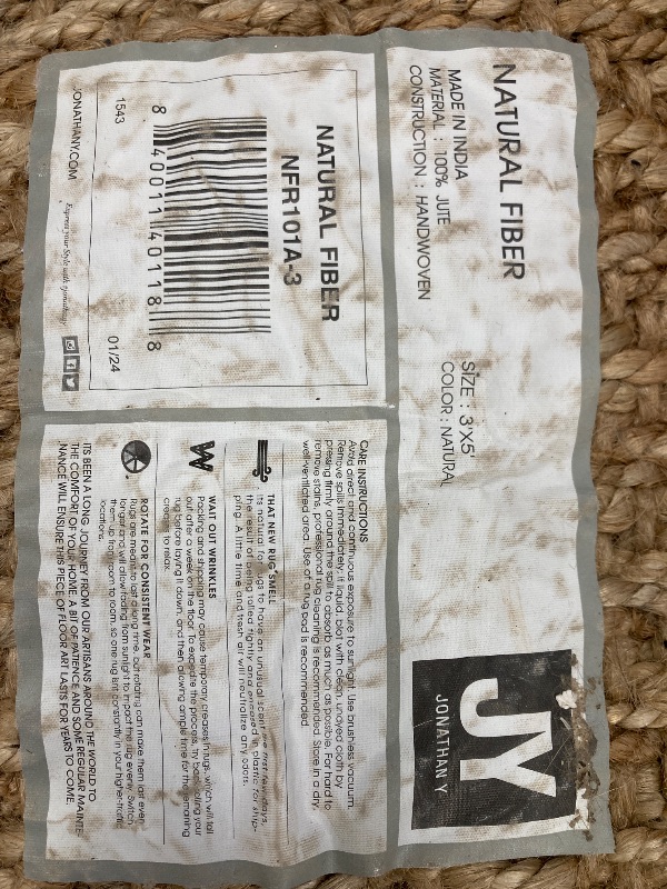 Photo 1 of ***THERE IS SOME DAMAGE*PLZ REFER TO PICTURES***100% JUTE, HANDWOVEN AREA RUG. 3' X 5' ALL NATURAL COLOR***THERE IS SOME DAMAGE*PLZ REFER TO PICTURES***