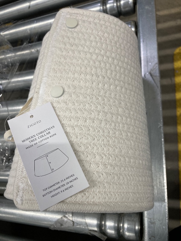 Photo 1 of ***PLZ NOTE WEAVE PATTERN OF ACTUAL ITEM IS DIFFERENT THAN STOCK PHOTO PICTURE***Beautiful Christmas Tree Collar - Authentic 28.5" Cotton Rope Tree Ring - Easy to Set Up Christmas Skirt Enhances Your Holiday Home Decor***PLZ NOTE WEAVE PATTERN OF ACTUAL I