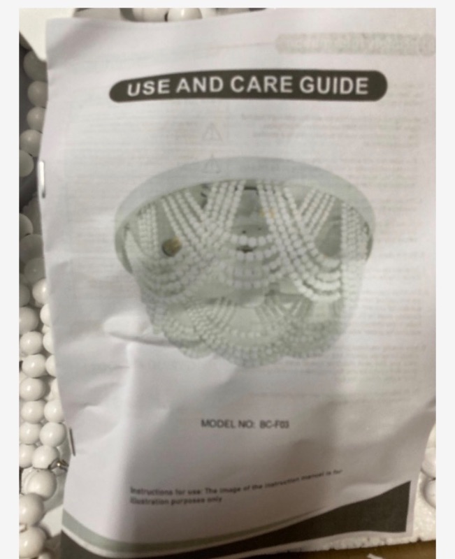 Photo 1 of ***MISSING REMOTE***VUDANZYER Boho Wood Beads Ceiling Fan with Light and Remote, 19" Bohemian Caged Flush Mount Ceiling Fan Light with 6 Speeds for Bedroom Kitchen Living Room***MISSING REMOTE***