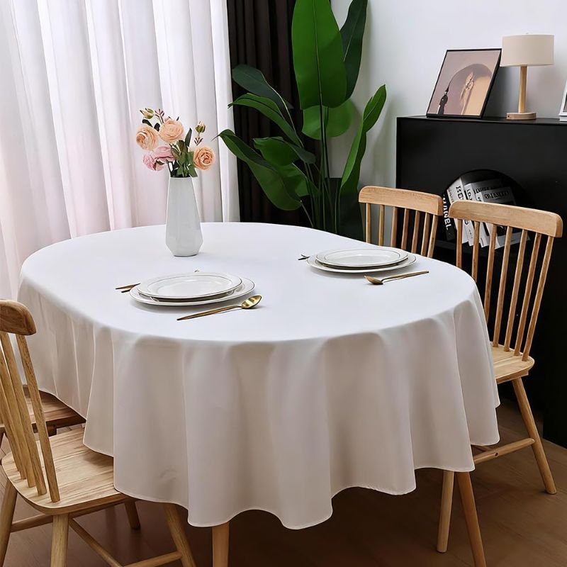 Photo 1 of ***OFF WHITE***OVAL TABLECLOTH 72" X 70" ***6 PACK******OFF WHITE***