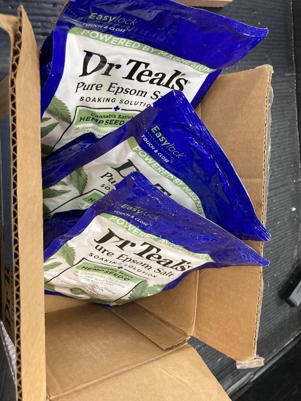 Photo 1 of ***3 BAGS INCLUDED***Dr Teal's Pure Epsom Magnesium Salt Soak, Cannabis Sativa Hemp Seed Oil, 3 lb ***3 BAGS INCLUDED***