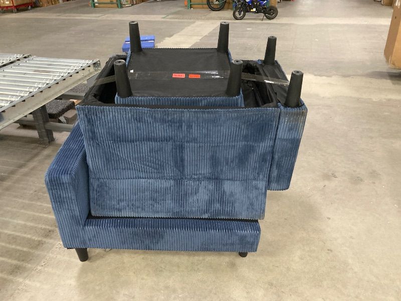 Photo 1 of ***WHAT YOU SEE IN THE PICTURES IS EVERYTHING INCLUDED**NOTHING ELSE***BLUE SOFA MEASURES JUST OVER 6' LONG & OTTOMAN***WHAT YOU SEE IN THE PICTURES IS EVERYTHING INCLUDED**NOTHING ELSE***