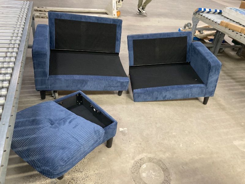 Photo 1 of ***WHAT YOU SEE IN THE PICTURES IS EVERYTHING INCLUDED**NOTHING ELSE***BLUE SOFA MEASURES JUST OVER 6' LONG & OTTOMAN***WHAT YOU SEE IN THE PICTURES IS EVERYTHING INCLUDED**NOTHING ELSE***