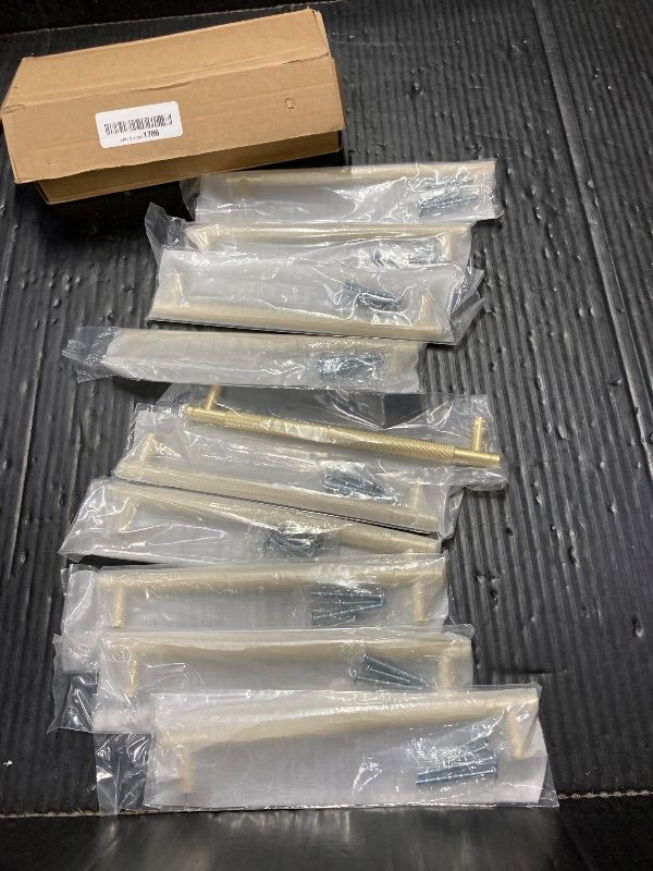 Photo 1 of ***ONE HANDLE IS MISSING SCREWS***10 PACK 9" BRUSHED BRASS CABINET HANDLES, GOLD KITCHEN CABINET PULLS***ONE HANDLE IS MISSING SCREWS***