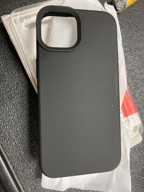 Photo 1 of  OuXul for iPhone 14 Case,iPhone 13 Case Shockproof Liquid Silicone Protective Phone Case with Soft Anti-Scratch Microfiber Lining Ultra Slim Drop Protection Phone Cover 6.1 inch (Black)