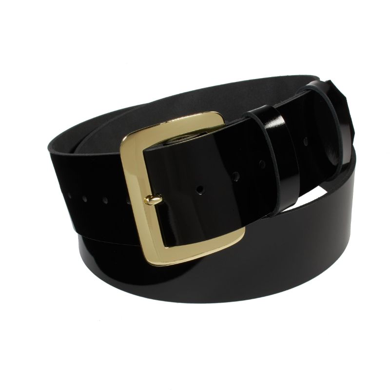 Photo 1 of  Solid Brass Buckle, Amish Handmade from Full-Grain Leather (High Polish Brass Buckle, Small (36" - 47"))