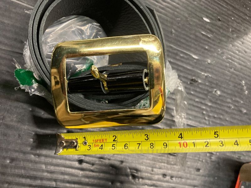Photo 1 of  Solid Brass Buckle, Amish Handmade from Full-Grain Leather (High Polish Brass Buckle, Small (36" - 47"))