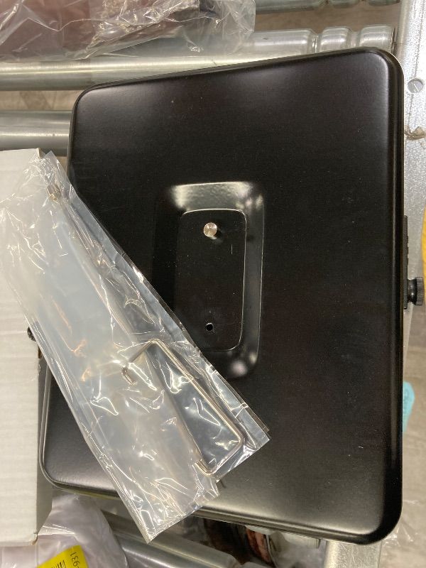 Photo 1 of **HANDLE IS BROKE OFF**Jssmst Locking Metal Cash Box with Coin Lid, 11.8L x 9.5W x 3.5H Inches, Safe Money Box with Combination Lock, Black, SM-CB0512B