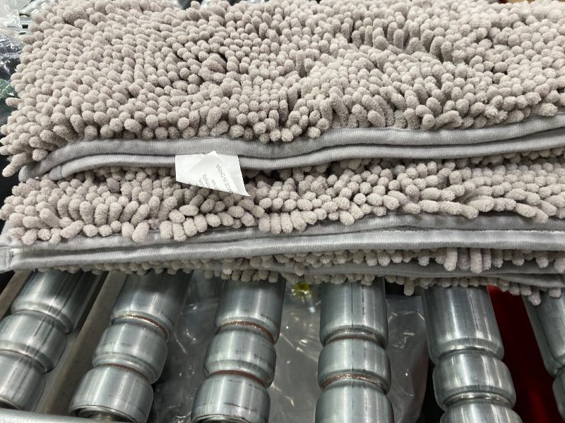 Photo 1 of **ONLY THE 2 RUGS/MISSING SHOWER CURTAINS**Barossa Design No Hook Shower Curtain Sets with Rugs - Gray Bathroom Rug
 and Snap in Liner Bathroom Curtains, Light Grey