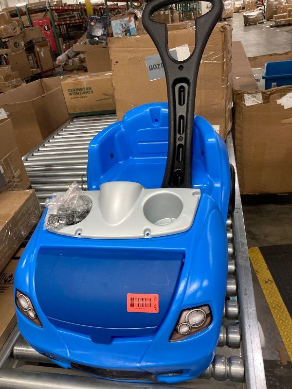 Photo 1 of ***MISSING PARTS/NO BOX**Step2 Whisper Ride II Kids Push Car, Ride-On Car with Seat Belt and Horn, Toddlers and Preschoolers Ages 18 Months–4 Years, Max Weight 50 lbs., Quick Fold Handle, Stroller Alternative, Blue
