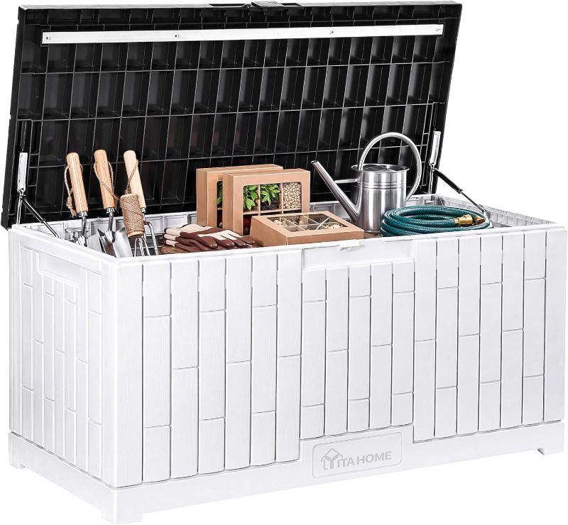 Photo 1 of **PARTIAL SET/BOX 2 OF 2 ONLY**YITAHOME 230 Gallon Outdoor Storage Deck Box, Weather-Resistant Resin, Versatile for Patio Furnishings, Outdoor Cushions, Garden Tools, and Sports/Pool Gear, WHITE