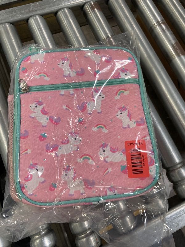Photo 1 of **HAS SOME SPOTS**Bagseri Kids Lunch Box for Girls - Insulated Toddler Lunch Bag Fits Bento Box, Reusable Daycare Cooler Tote with Clip Handle, Water-Resistant Lining, Pink Cute Unicorn