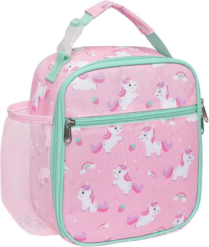 Photo 1 of **HAS SOME SPOTS**Bagseri Kids Lunch Box for Girls - Insulated Toddler Lunch Bag Fits Bento Box, Reusable Daycare Cooler Tote with Clip Handle, Water-Resistant Lining, Pink Cute Unicorn
